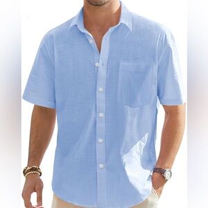 Magaschoni Light Blue Casual Button Down Shirt